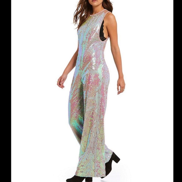 Free People Starbright sequin blush jumpsuit - Picture 4 of 11